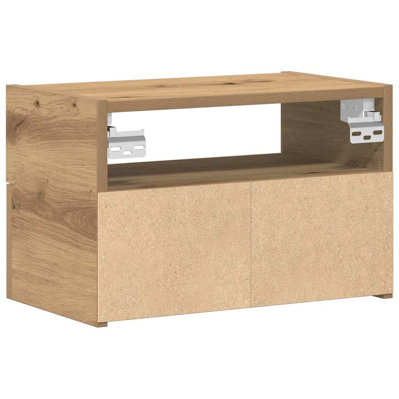 vidaXL 2 db kézműves tölgy fali szerelhető éjjeliszekrény 45x26x28,5cm