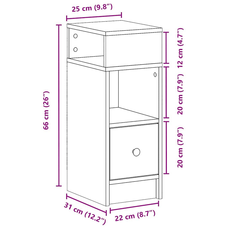vidaXL 2 db fekete éjjeliszekrény fiókkal 25 x 31 x 66 cm