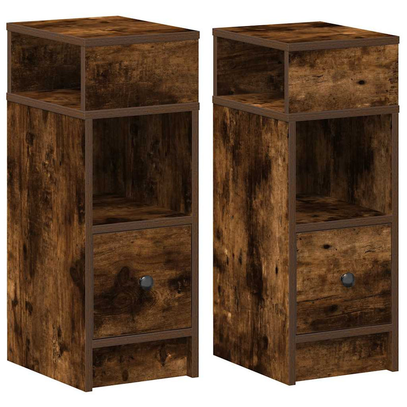 vidaXL 2 db füstös tölgy színű éjjeliszekrény fiókkal 25x31x66 cm