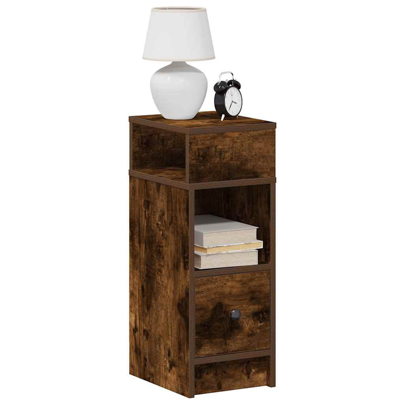 vidaXL 2 db füstös tölgy színű éjjeliszekrény fiókkal 25x31x66 cm