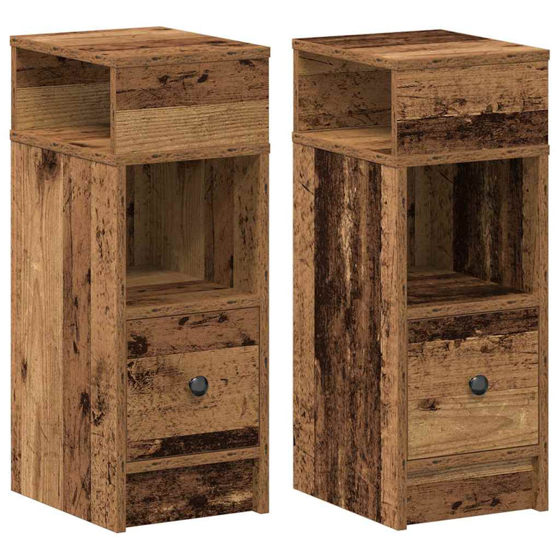 vidaXL 2 db antik fa színű éjjeliszekrény fiókkal 25x31x66 cm