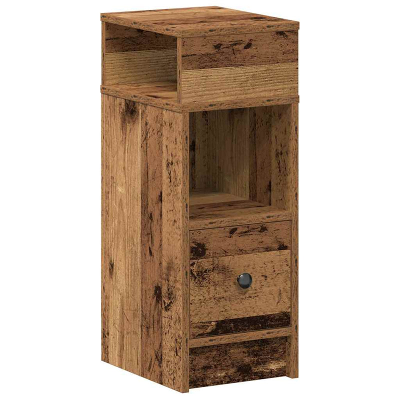 vidaXL 2 db antik fa színű éjjeliszekrény fiókkal 25x31x66 cm