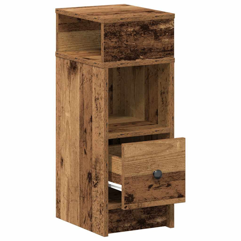 vidaXL 2 db antik fa színű éjjeliszekrény fiókkal 25x31x66 cm