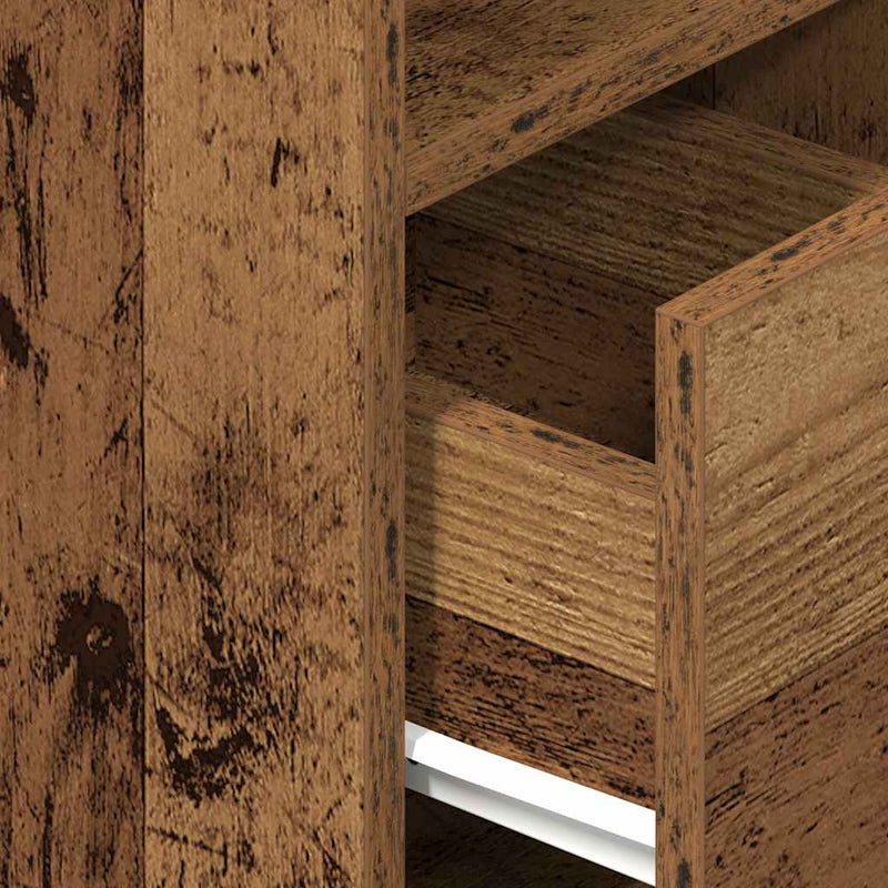 vidaXL 2 db antik fa színű éjjeliszekrény fiókkal 25x31x66 cm