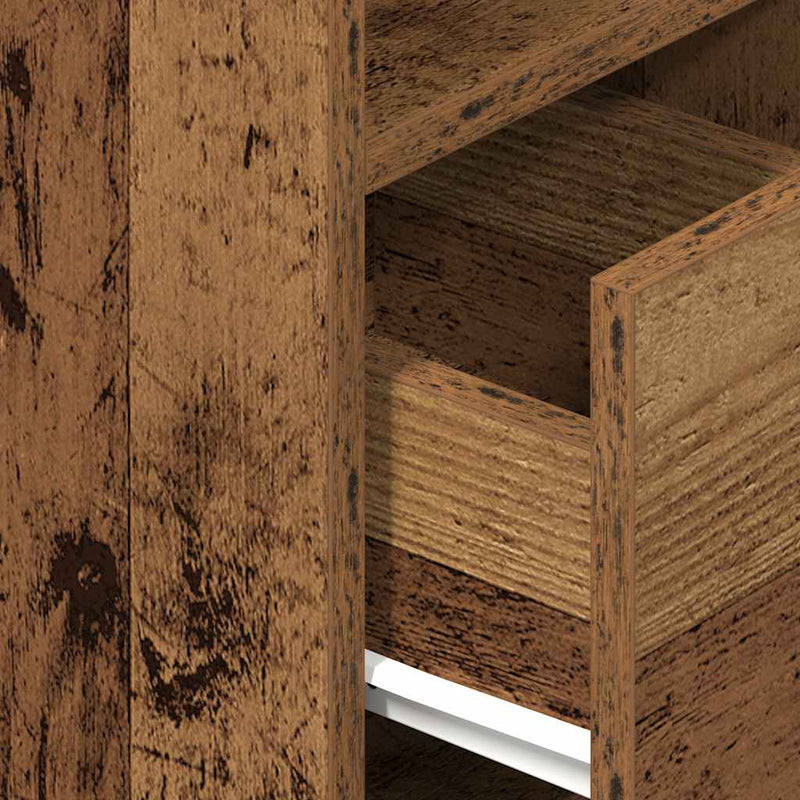 vidaXL 2 db antik fa színű éjjeliszekrény fiókkal 25x31x66 cm