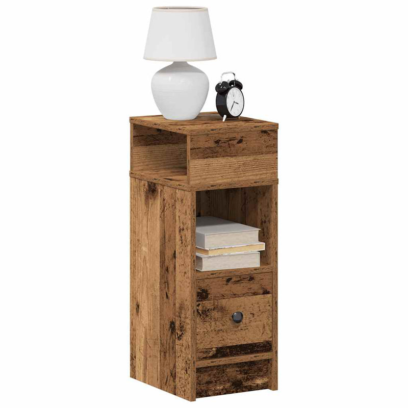 vidaXL 2 db antik fa színű éjjeliszekrény fiókkal 25x31x66 cm