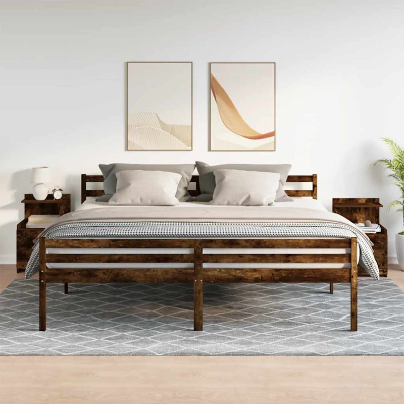 vidaXL 2 db-os éjjeliszekrény 2 fiókkal, füstölt tölgyfa 40 x 36,5 x 62 cm