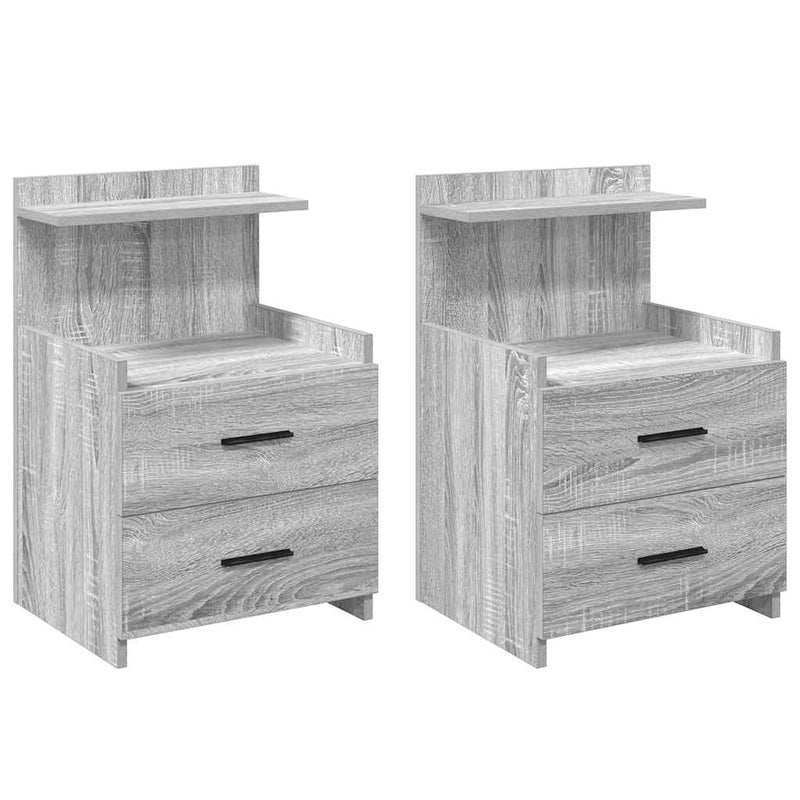 vidaXL 2 db-os szürke Sonoma színű éjjeliszekrény 2 fiókkal 40 x 36,5 x 62 cm
