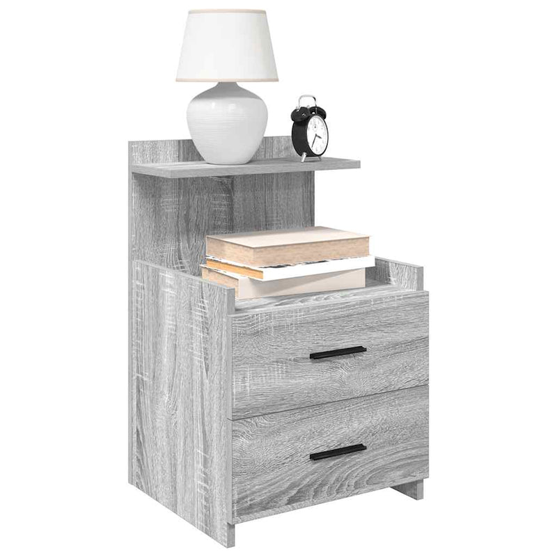 vidaXL 2 db-os szürke Sonoma színű éjjeliszekrény 2 fiókkal 40 x 36,5 x 62 cm
