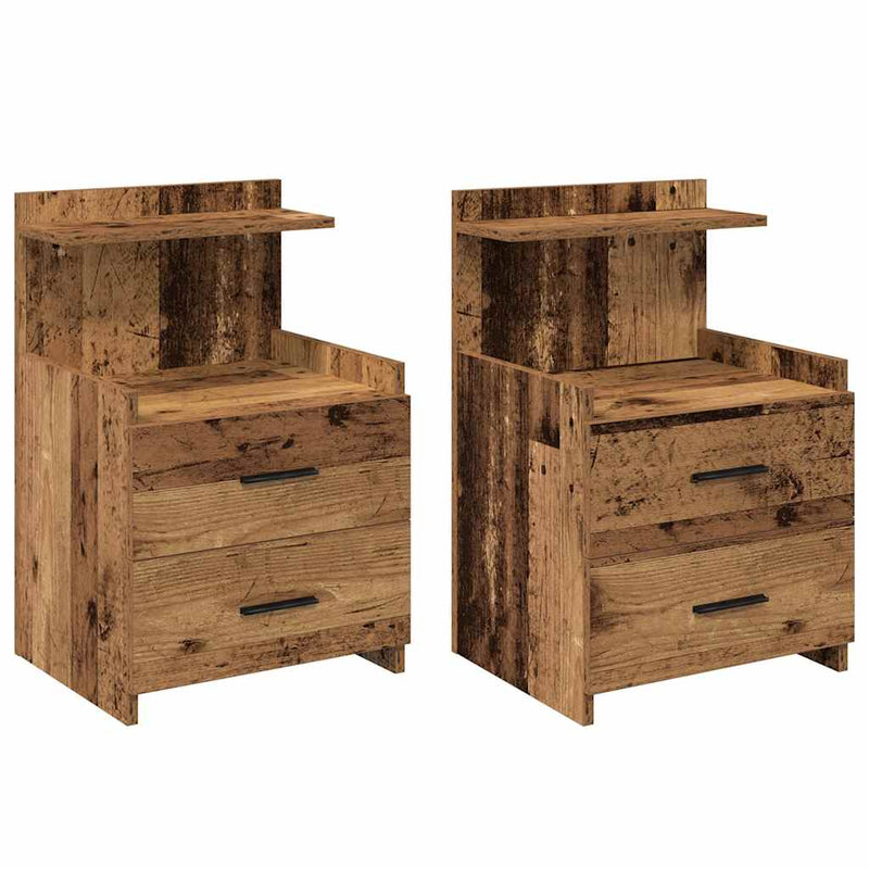 vidaXL 2 db-os 2 fiókos éjjeliszekrény régi fából 40 x 36,5 x 62 cm