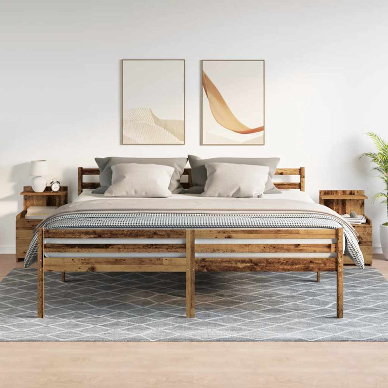 vidaXL 2 db-os 2 fiókos éjjeliszekrény régi fából 40 x 36,5 x 62 cm
