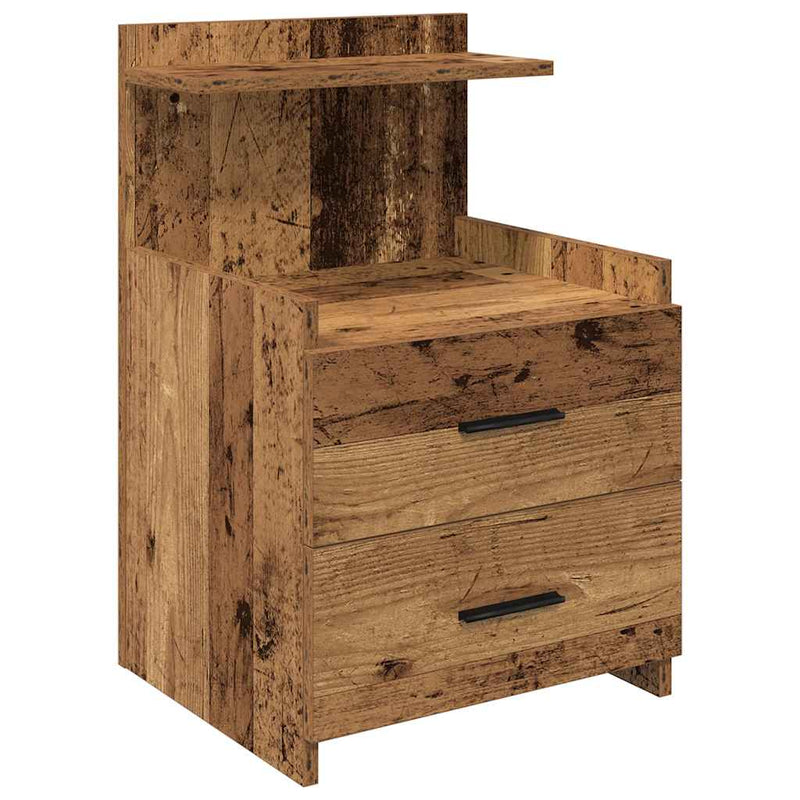 vidaXL 2 db-os 2 fiókos éjjeliszekrény régi fából 40 x 36,5 x 62 cm