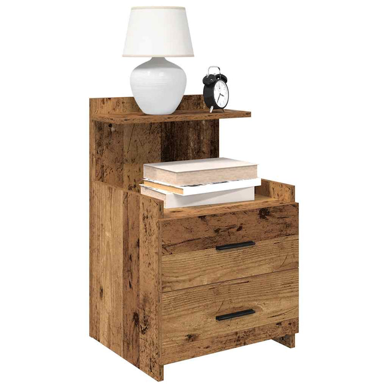 vidaXL 2 db-os 2 fiókos éjjeliszekrény régi fából 40 x 36,5 x 62 cm