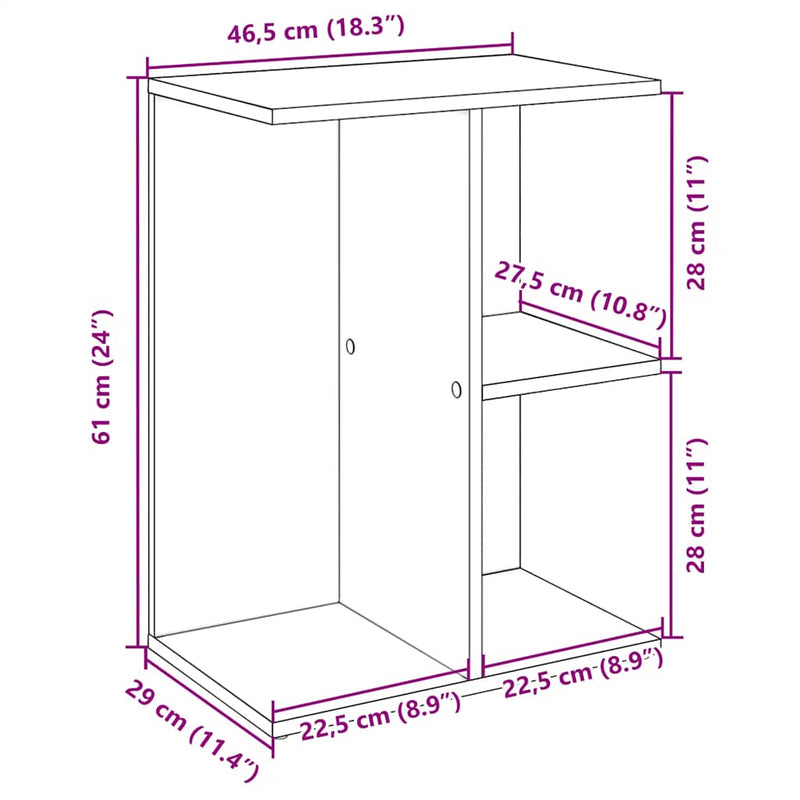 vidaXL fehér szerelt fa ágy melletti asztal 46,5x29x61 cm