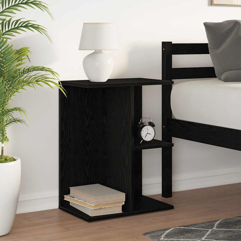 vidaXL éjjeliszekrény fekete tölgy 46,5x29x61 cm gépelt fa