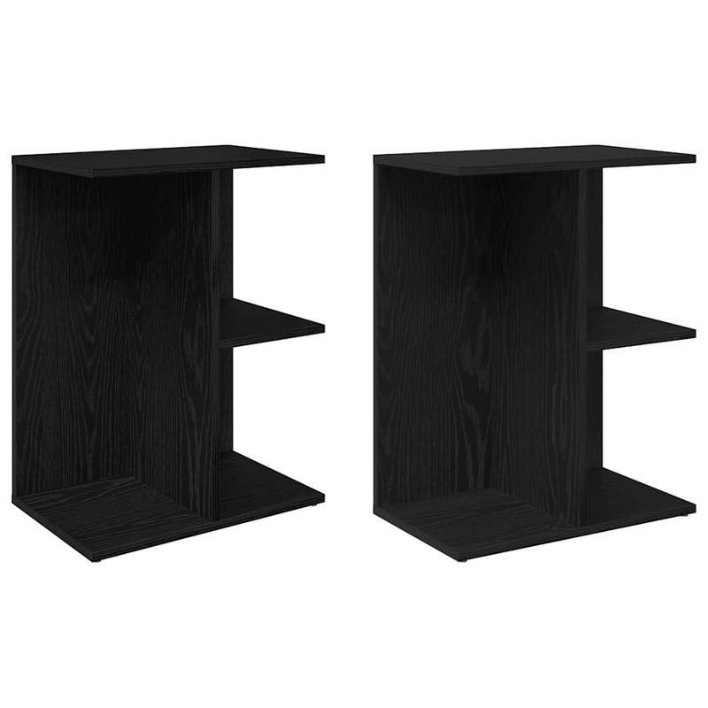 vidaXL éjjeliszekrények 2 db fekete tölgy 46,5x29x61 cm gépelt fa