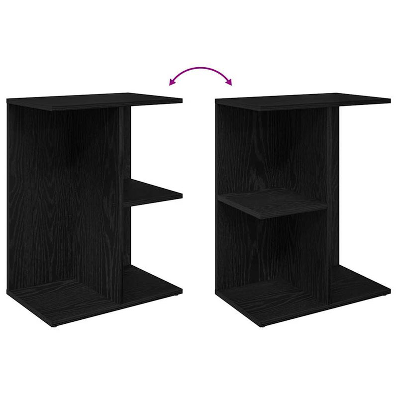 vidaXL éjjeliszekrények 2 db fekete tölgy 46,5x29x61 cm gépelt fa