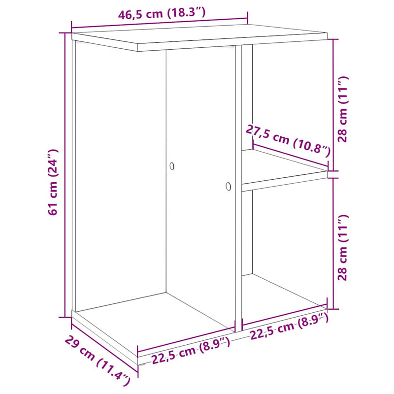 vidaXL 2 db sonoma tölgy színű szerelt fa éjjeliszekrény 46,5x29x61 cm
