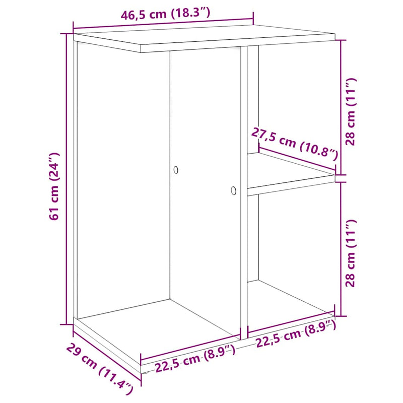 vidaXL füstös tölgy színű szerelt fa éjjeliszekrény 46,5x29x61 cm