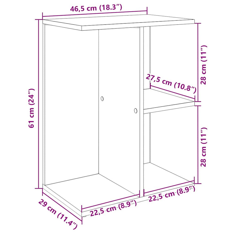 vidaXL éjjeliszekrény barna tölgyfa 46,5x29x61 cm gépi forgácsolt fa