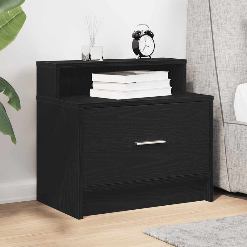 vidaXL éjjeliszekrény fiókkal fekete tölgy 51 x 31 x 47 cm