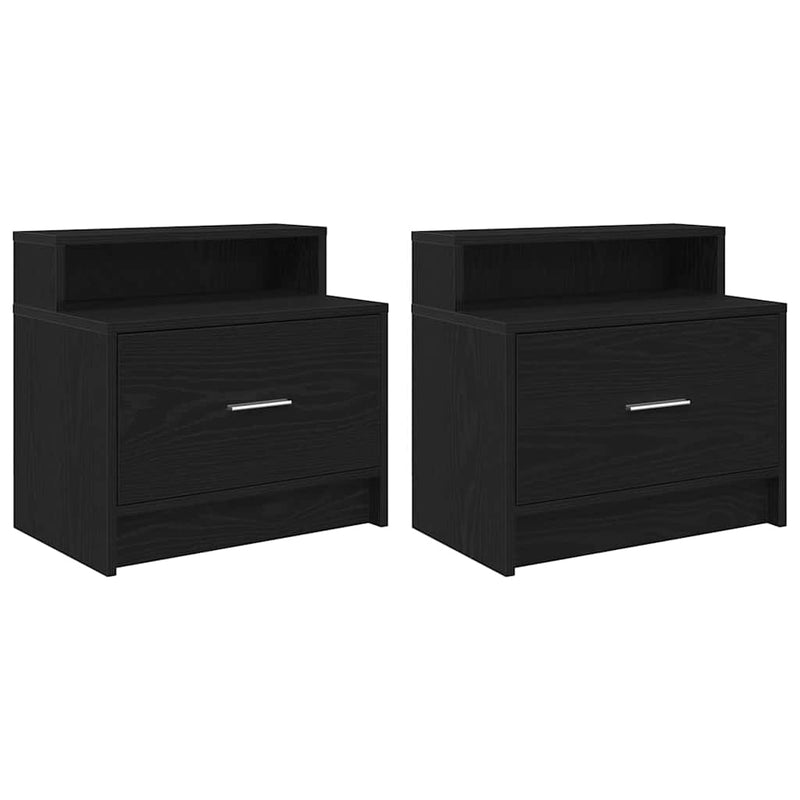 vidaXL éjjeliszekrények fiókos 2 db fekete tölgy 51 x 31 x 47 cm
