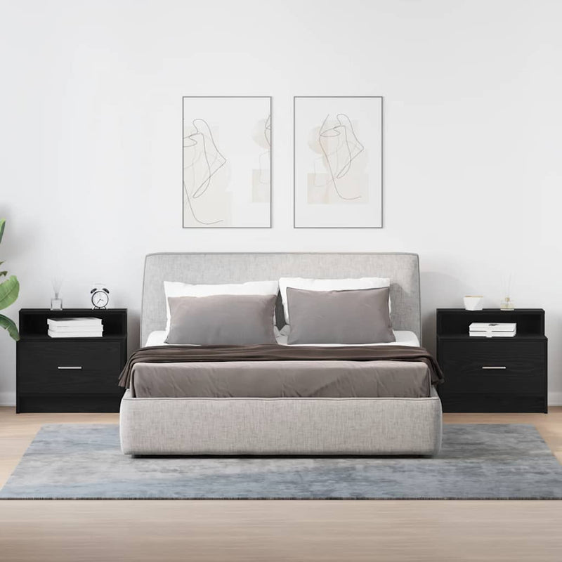 vidaXL éjjeliszekrények fiókos 2 db fekete tölgy 51 x 31 x 47 cm