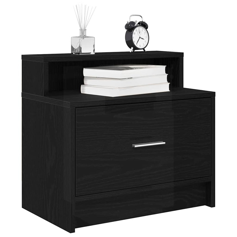 vidaXL éjjeliszekrények fiókos 2 db fekete tölgy 51 x 31 x 47 cm