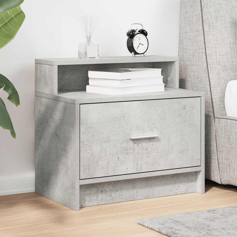 vidaXL betonszürke éjjeliszekrény fiókkal 51 x 31 x 47 cm