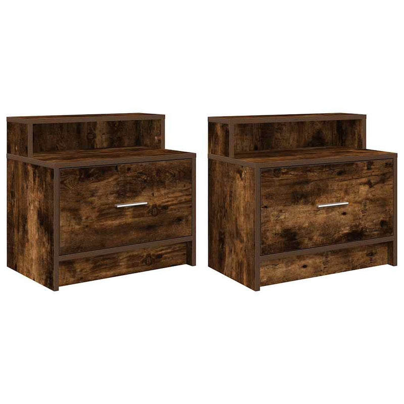 vidaXL éjjeliszekrények fiókos 2 db füstölt tölgy 51 x 31 x 47 cm