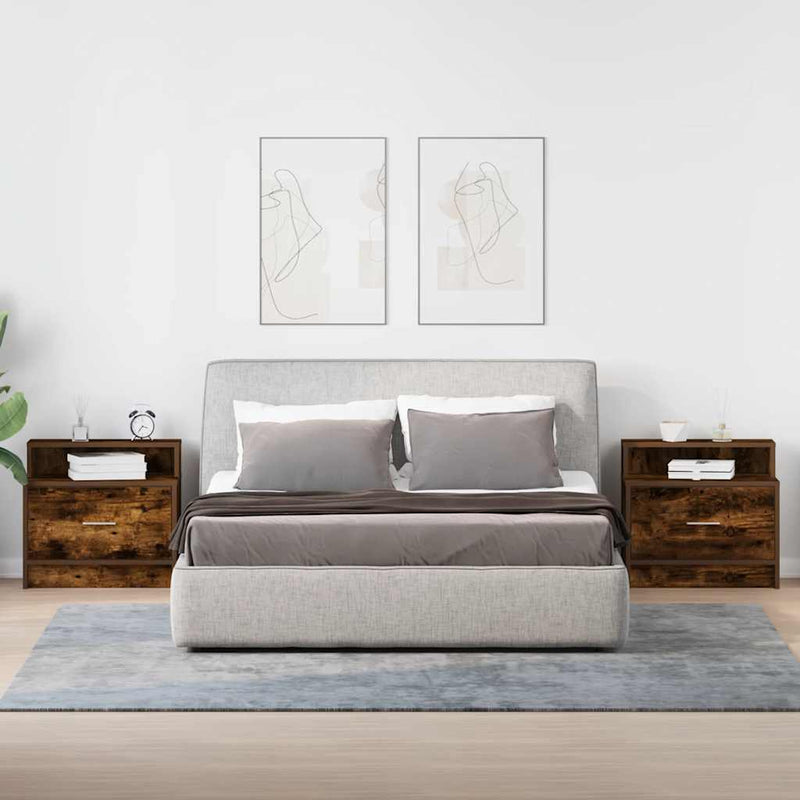 vidaXL éjjeliszekrények fiókos 2 db füstölt tölgy 51 x 31 x 47 cm