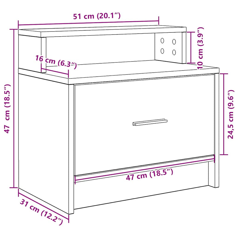 vidaXL éjjeliszekrények fiókos 2 db szürke sonoma 51 x 31 x 47 cm