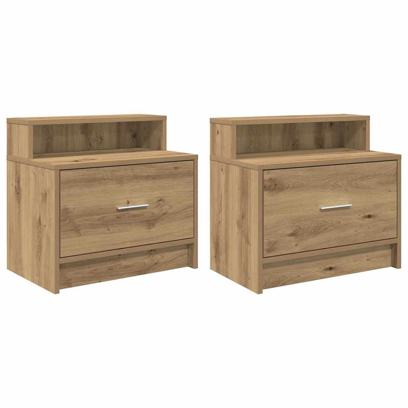 vidaXL éjjeliszekrények fiókkal 2 db artisan tölgy 51 x 31 x 47 cm