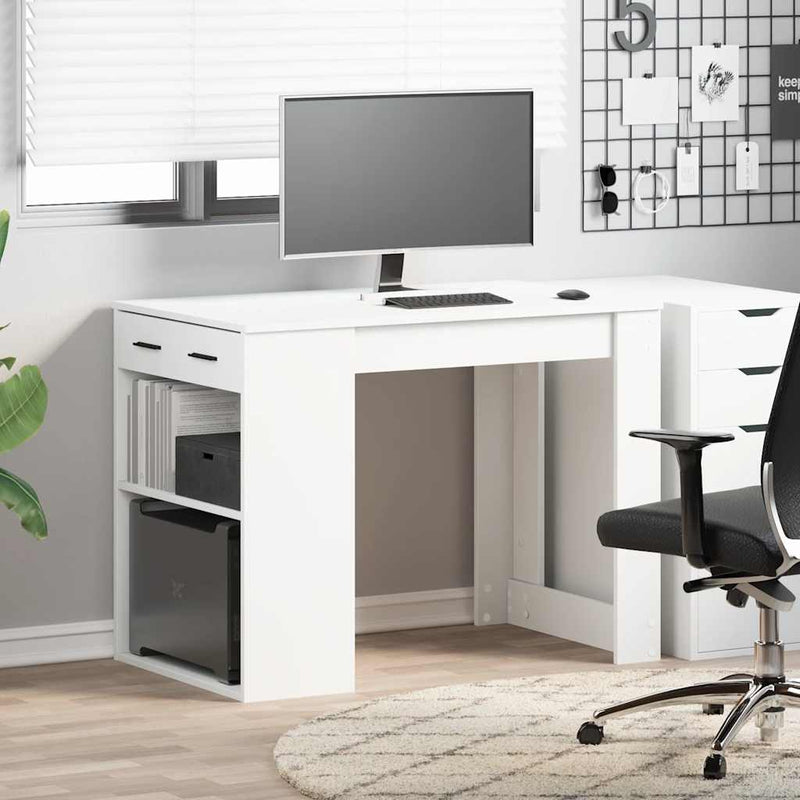 vidaXL íróasztal fiókkal és polccal fehér 102x62x77,5 cm gépelt fa