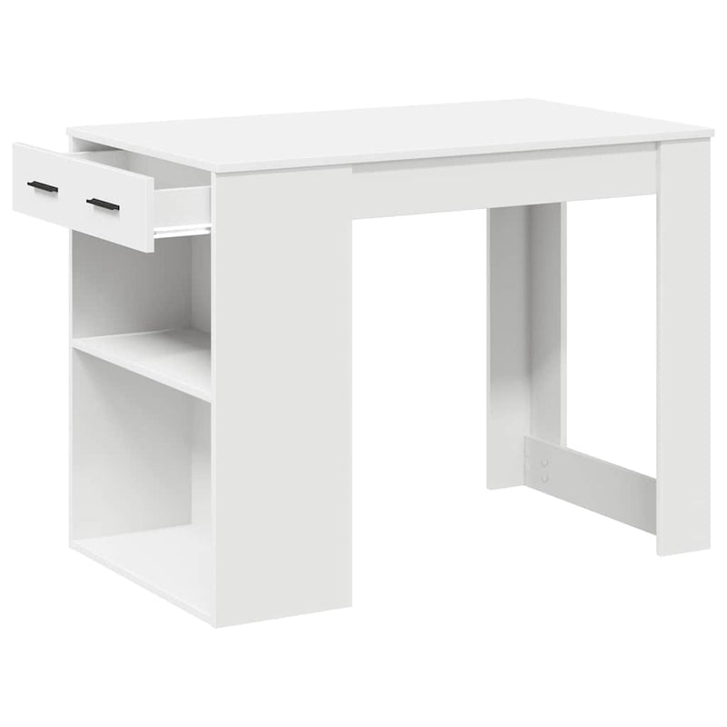 vidaXL íróasztal fiókkal és polccal fehér 102x62x77,5 cm gépelt fa