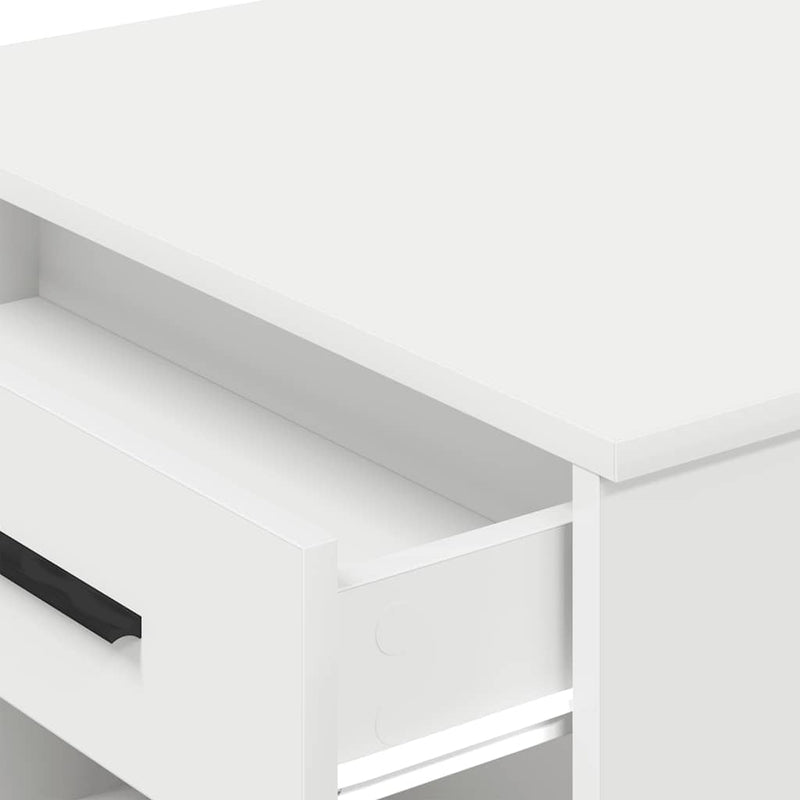 vidaXL íróasztal fiókkal és polccal fehér 102x62x77,5 cm gépelt fa