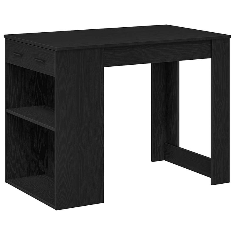 vidaXL íróasztal fiókkal polccal fekete tölgy 102x62x77,5cm gépelt fa