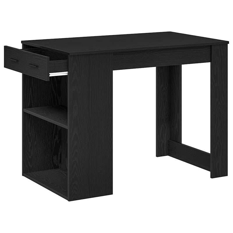 vidaXL íróasztal fiókkal polccal fekete tölgy 102x62x77,5cm gépelt fa