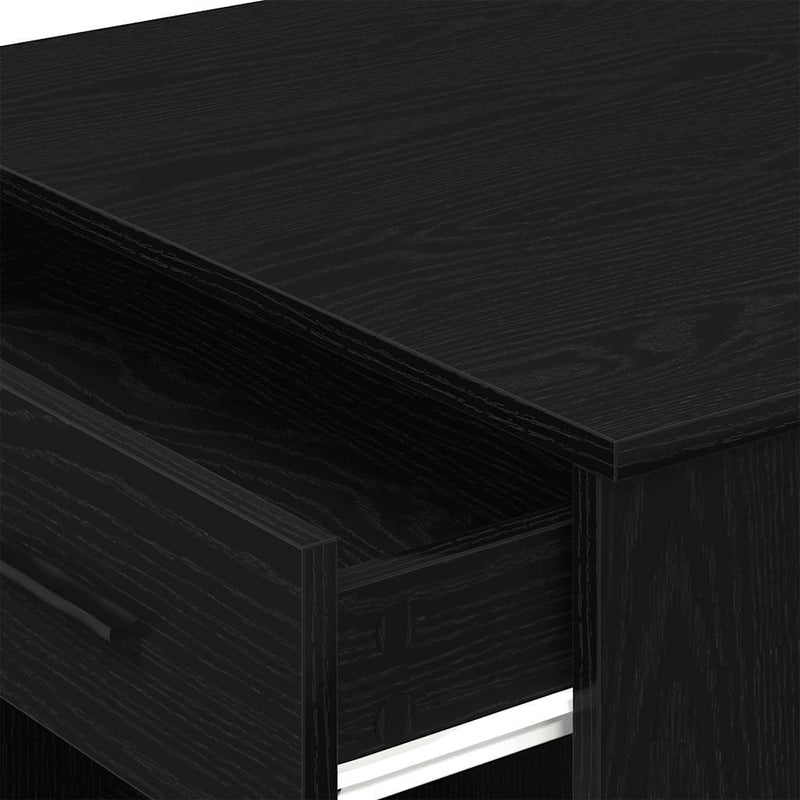 vidaXL íróasztal fiókkal polccal fekete tölgy 102x62x77,5cm gépelt fa