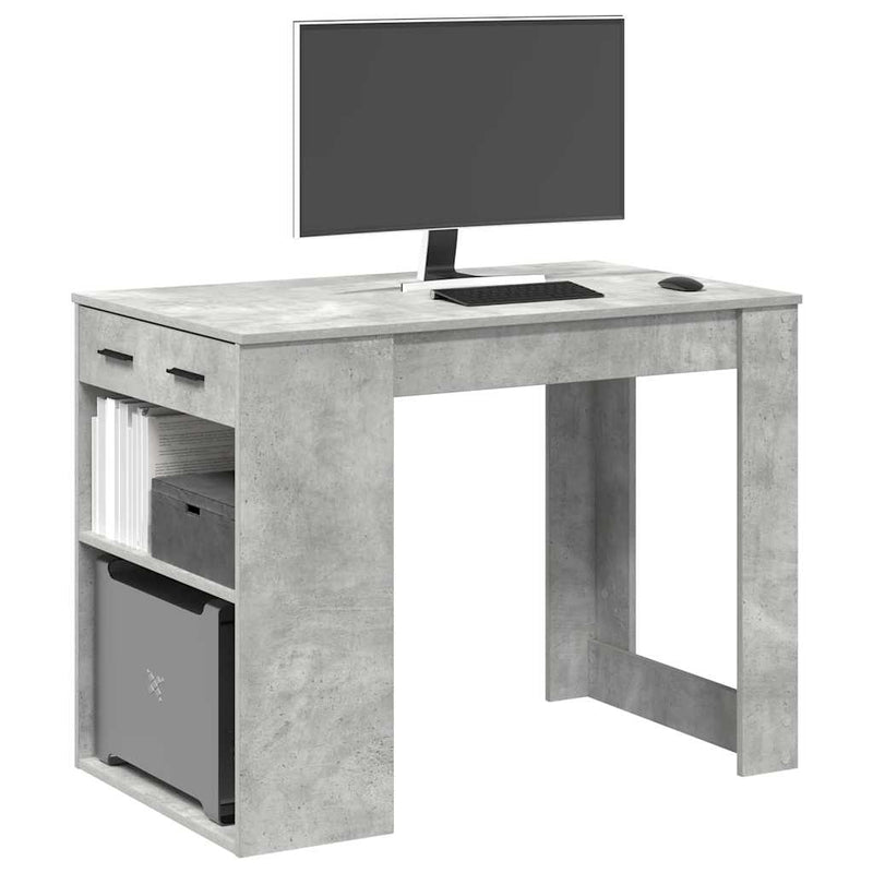 vidaXL íróasztal fiókkal és polccal betonszürke 102x62x77,5 cm műfa
