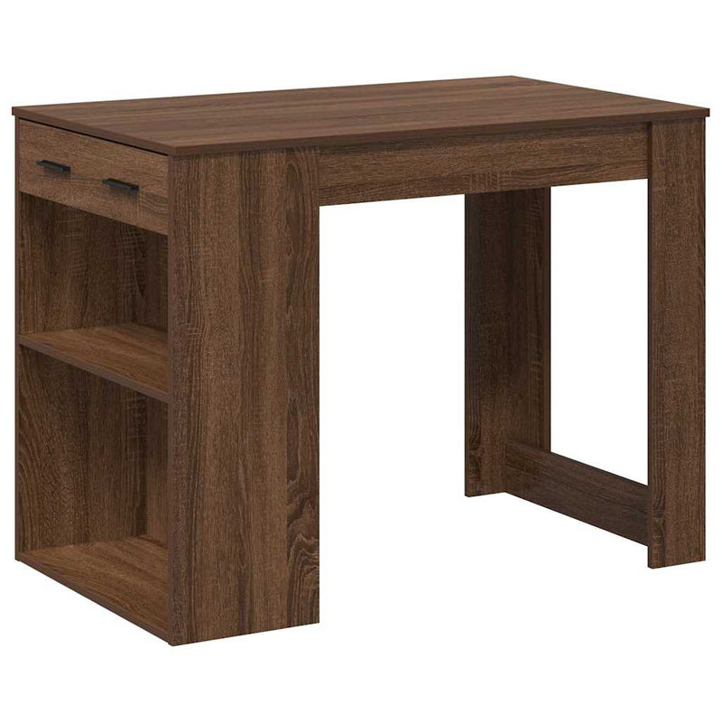 vidaXL íróasztal fiókkal polccal barna tölgy 102x62x77,5 cm gépelt fa
