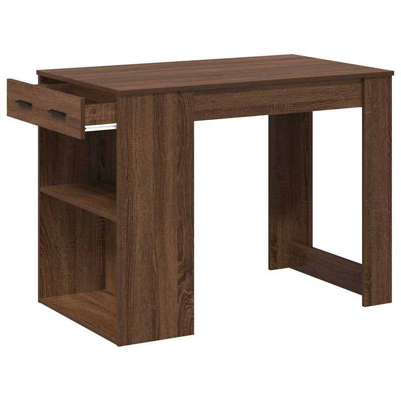 vidaXL íróasztal fiókkal polccal barna tölgy 102x62x77,5 cm gépelt fa