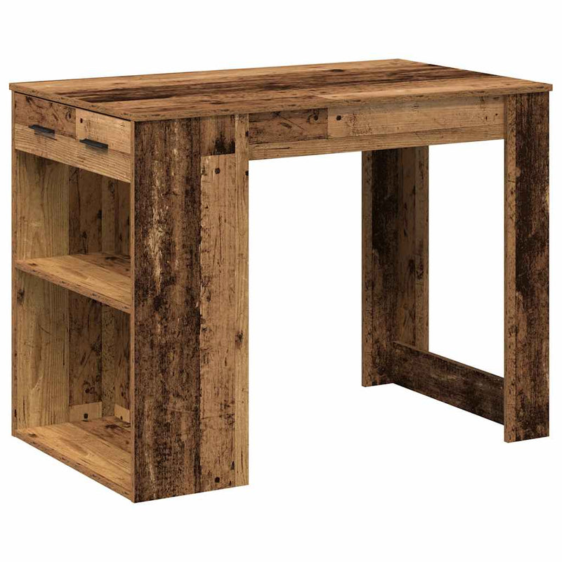 vidaXL íróasztal fiókkal és polccal régi fa 102x62x77,5 cm gépelt fa