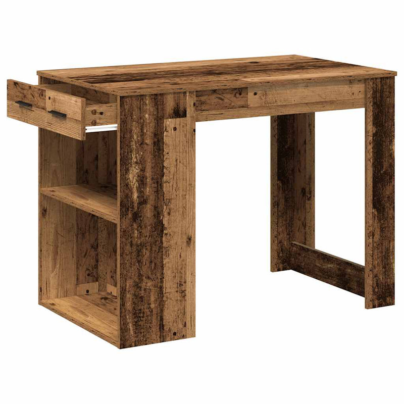 vidaXL íróasztal fiókkal és polccal régi fa 102x62x77,5 cm gépelt fa