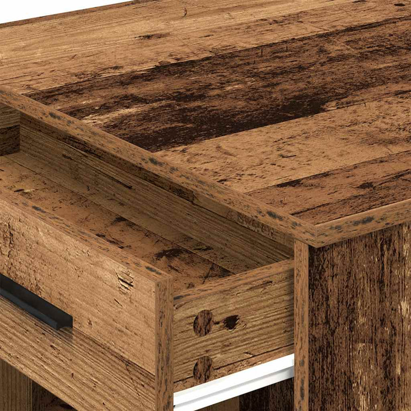 vidaXL íróasztal fiókkal és polccal régi fa 102x62x77,5 cm gépelt fa