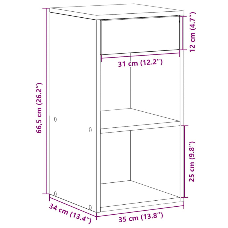 vidaXL betonszürke éjjeliszekrény fiókkal 35x34x66,5 cm