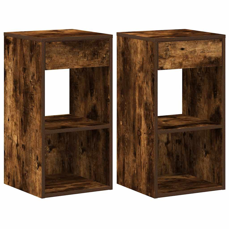 vidaXL éjjeliszekrények fiókos 2 db füstölt tölgy 35x34x66,5 cm