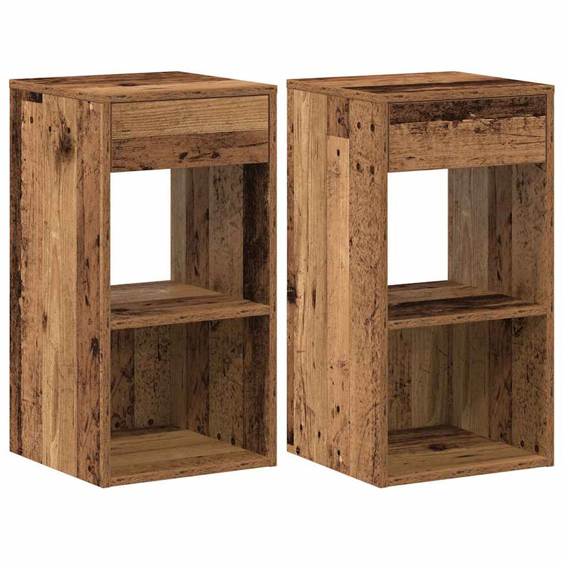 vidaXL éjjeliszekrények fiókkal 2 db régi fa 35x34x66,5 cm