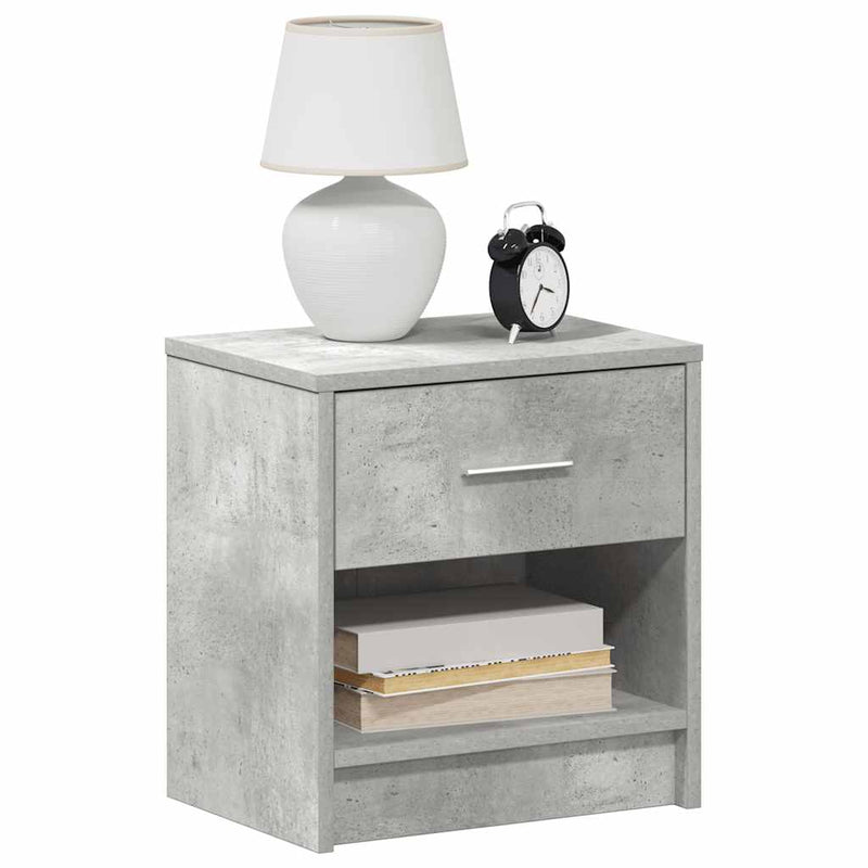 vidaXL 2 db betonszürke éjjeliszekrény fiókkal 39x28x41 cm