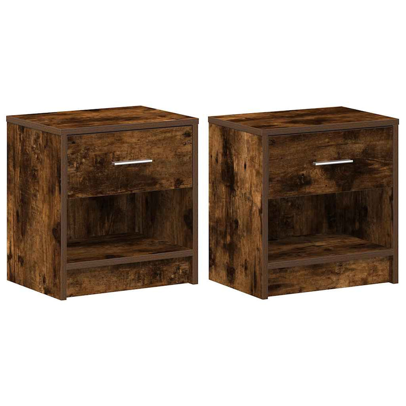 vidaXL 2 db füstös tölgy színű éjjeliszekrény fiókkal 39x28x41 cm